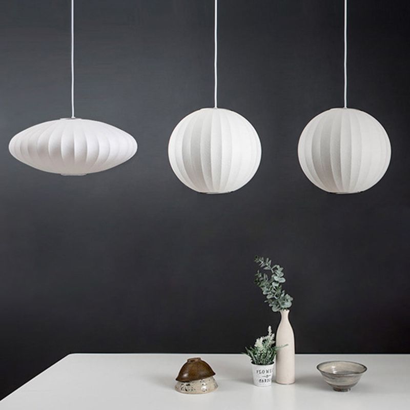 Lámpara colgante de 1 luz de seda, iluminación colgante de estilo Asia para sala de estar