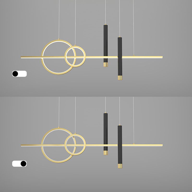 Wrought Iron LED Island Light in Modern Luxury Style Acrylic Linear Pendant Light for Dining Room