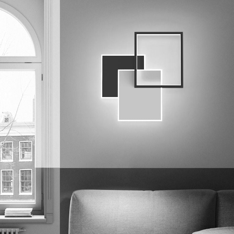 Black Contemporary Metal LED Wall Mounted Lighting 1-Light Wall Sconce for Bedroom