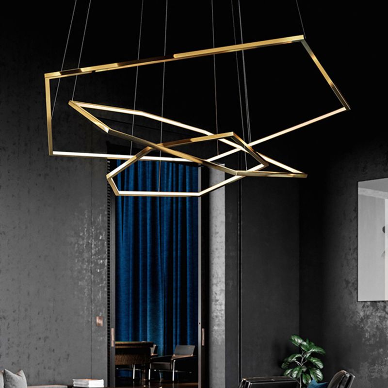 Gouden multi-tier kroonluchter verlichtingsarmatuur Minimalistisch LED-metalen ophanging Licht