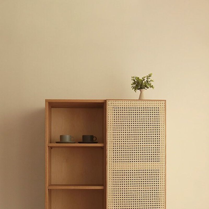 35.43" Long Accent Cabinet Solid Wood Cabinet in Natural with Shelves