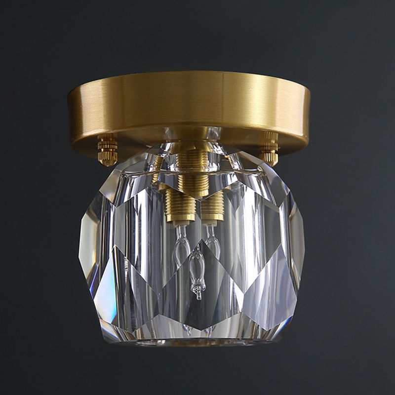 Modern Copper Lamps 1 Head Ceiling Light Glass Lampshade Living Room Flush Mount Lighting