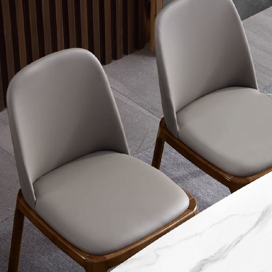 Chaise d'appoint industrielle en cuir de frêne, finition mate, chaise de salle à manger Parsons (Ensemble de 2)