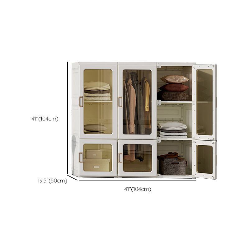 Modern Folding Plastic Wardrobe Freestanding Wardrobe with Shelves
