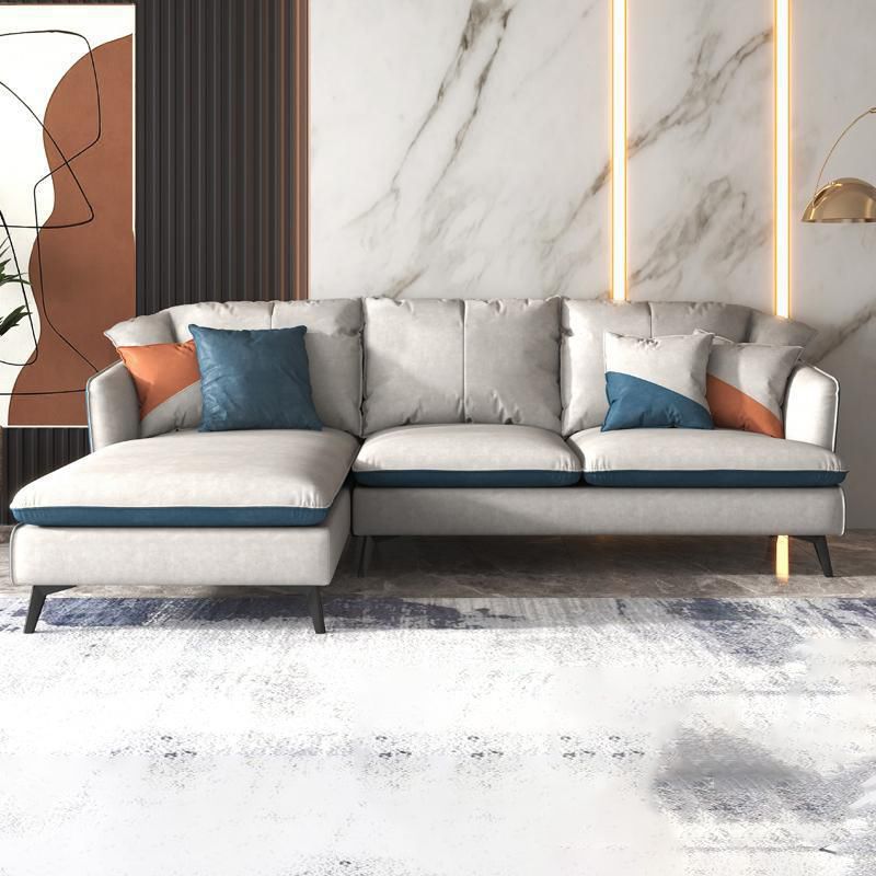 3/4-seater Faux Leather Sectional Recessed Arm Sectional Sofa