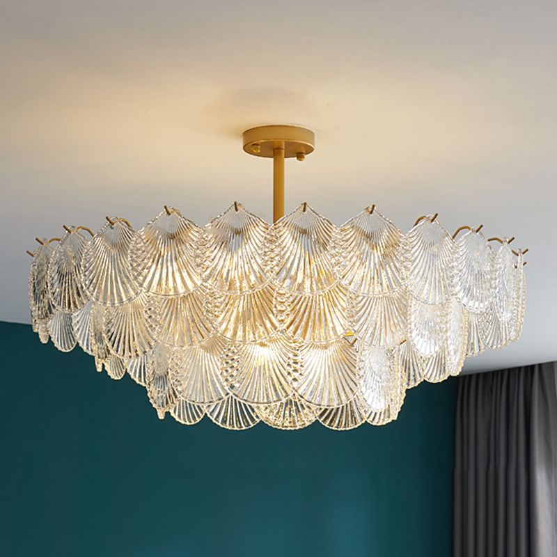 Countryside Style Chandelier Light Glass Multi Head Pendant Light for Living Room