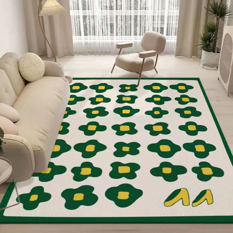 Green Modern Area Carpet Geometric Pattern Polyester Area Rug Non-Slip Rug for Home Decor