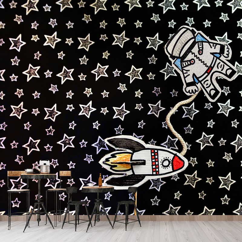 Kid's Art Style Universe Mural Wallpaper Illustration Mildew Resistant for Wall Decor
