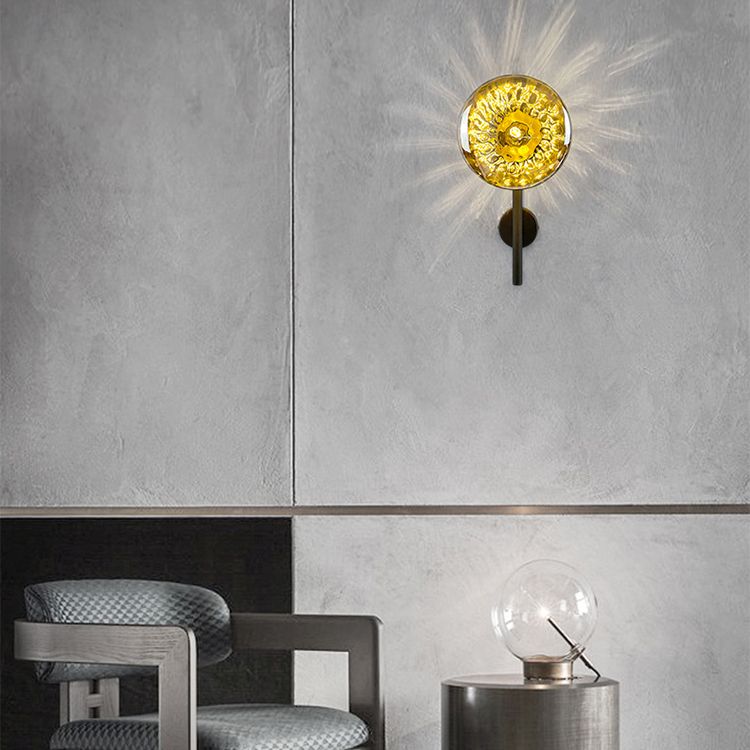 Modern Round Disc Wall Light Sconces Glass Sconce Lights for Living Room