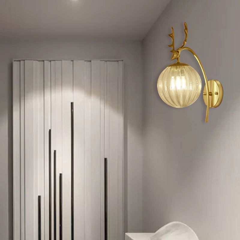 1 Light Spherical Wall Sconce Modern Style Glass Wall Lighting for Living Room