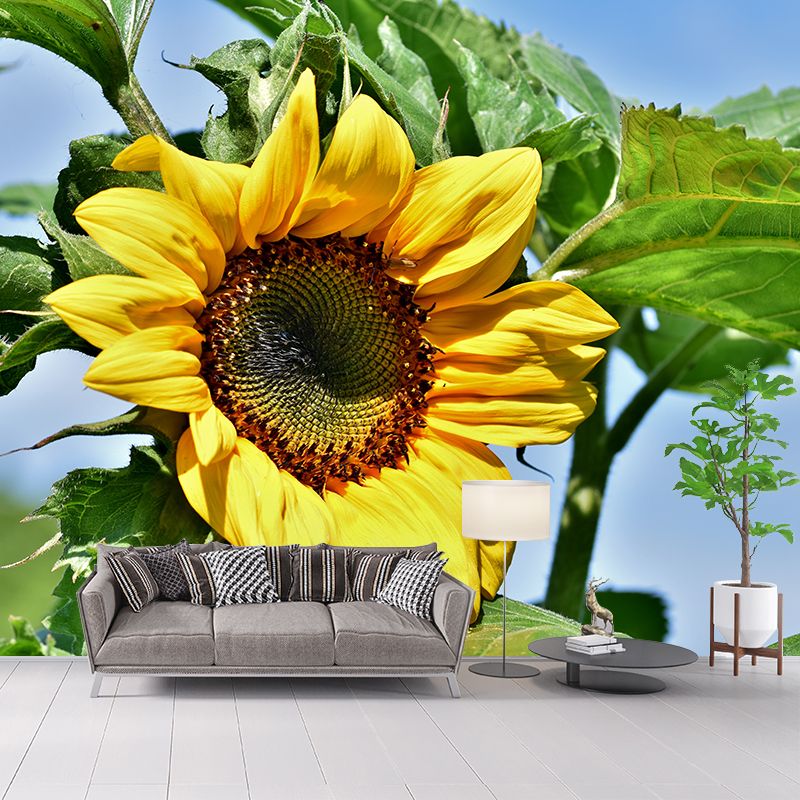 Alive Sunflower Mural Decal in Yellow Moisture Resistant, Custom Size Available