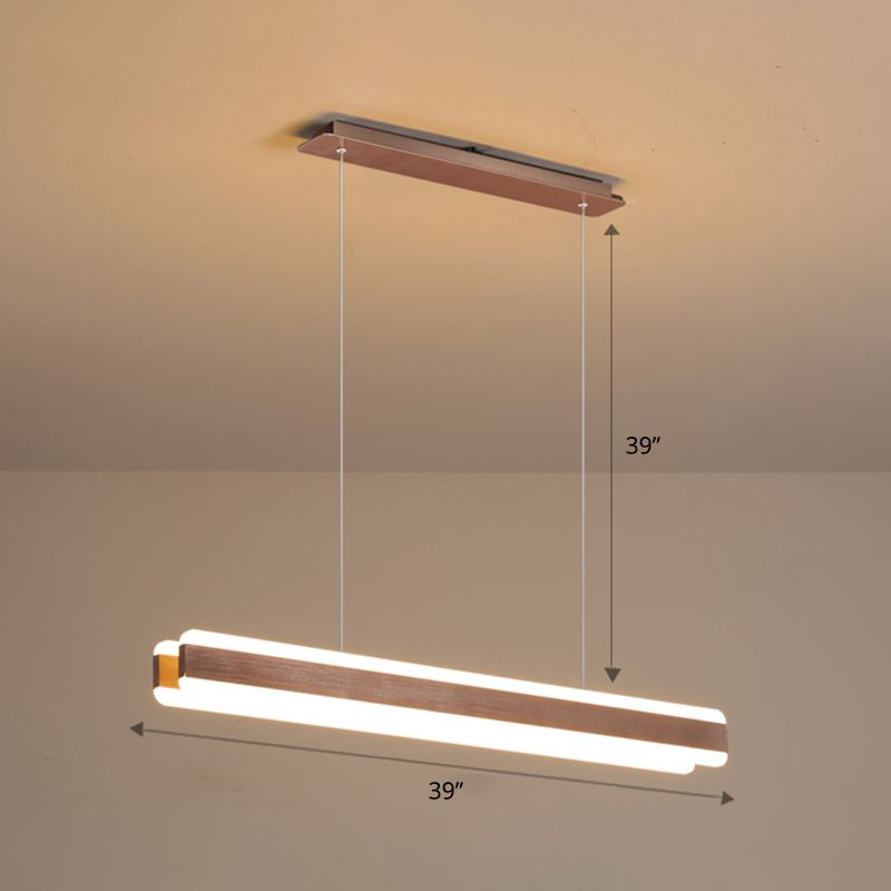 Linear Acrylic Hanging Light Fixture Minimalistic LED Island Pendant for Dining Room
