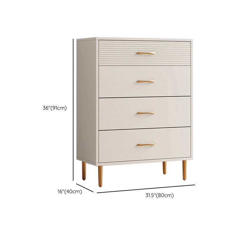 Contemporary Bar Pulls Accent Chest Straight Legs White Accent Chest with Drawer