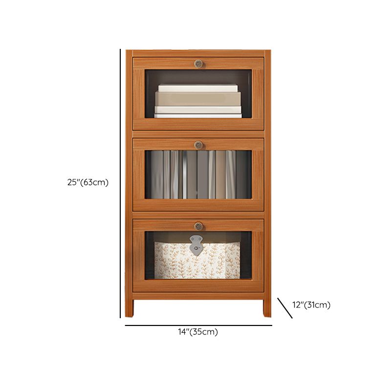 Mid-Century Modern 13.8"W Accent Chest Rectangle Side Cabinet in Brown