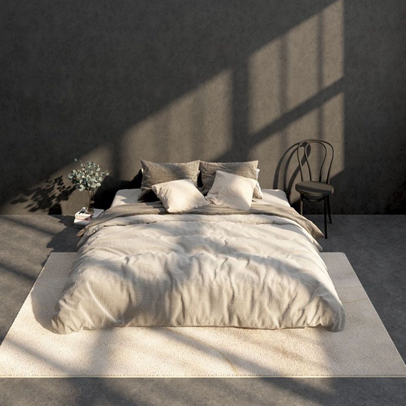 Beige Modern Carpet Polyester Color Block Carpet Washable Carpet for Living Room