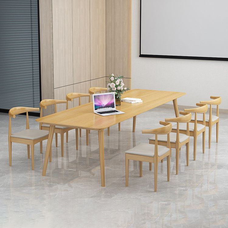 Vast hout eigentijdse rechthoekige eettafel natuurlijke houten boventafel met 4 poten