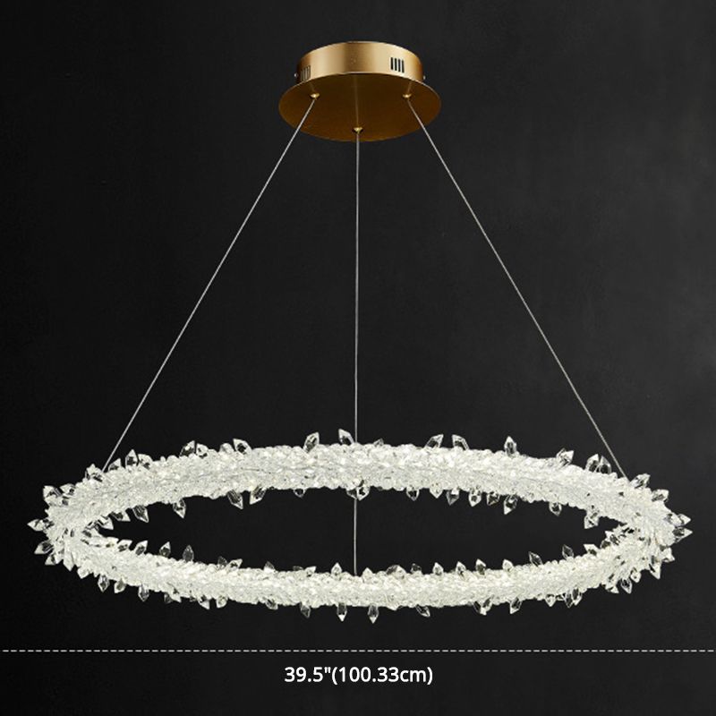 Suspension à LED circulaire moderne minimaliste en cristal clair salon de plafond suspendu