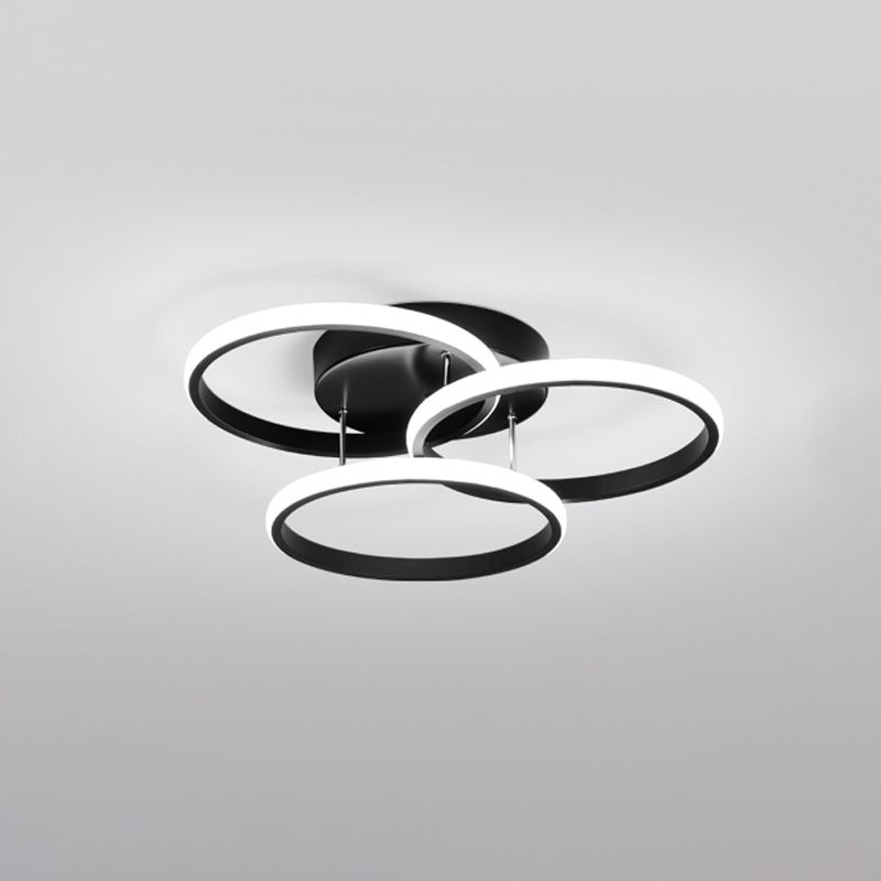 Metal Round Shade Flush Ceiling Light Modern 3-Lights Flush Mount Fixture