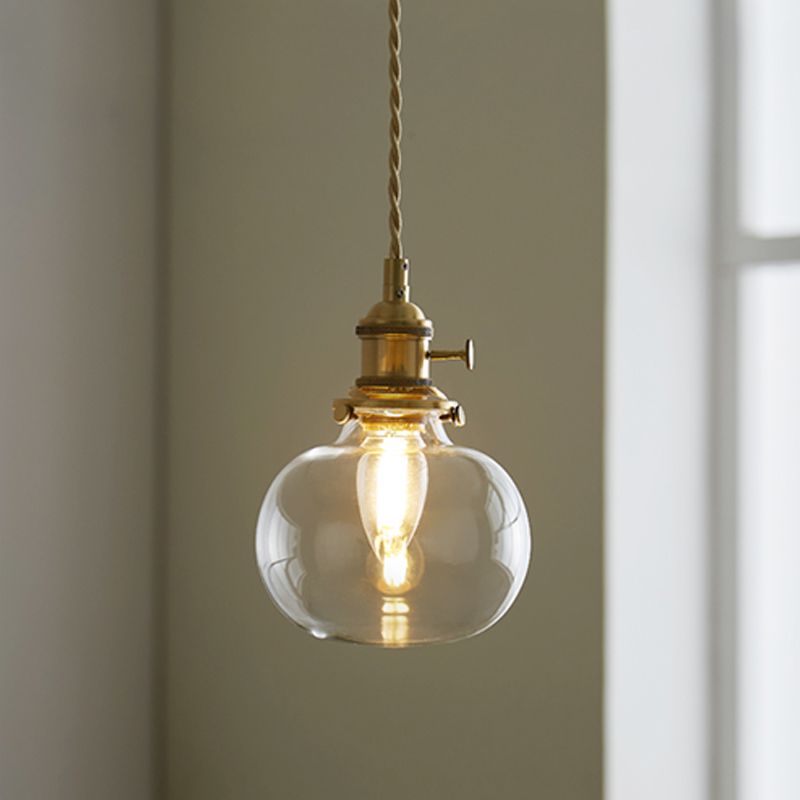 1 Lichtkupfer hängende Leuchte Vintage Glass Anhänger Licht für Esszimmer