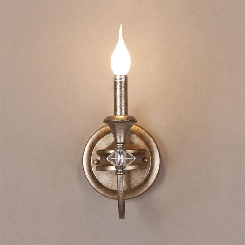 Candelabra/Cone Restaurant Sconce Light Antique Metal Single Light Rust Wall Mounted Lamp with Shade/Shadeless