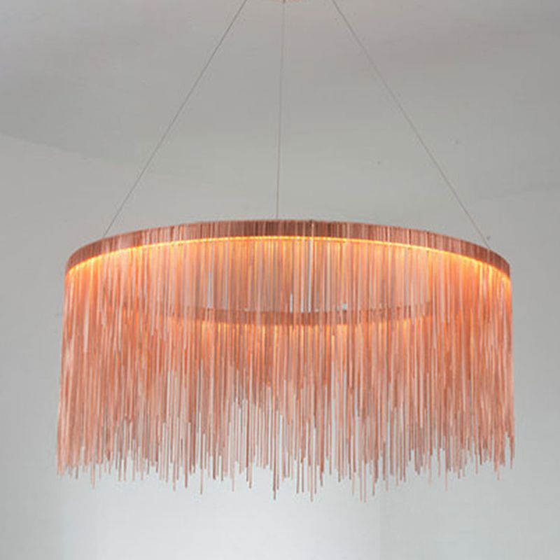 Round Metal Suspended Lighting Fixture Modern Style LED Chandelier Pendant Light