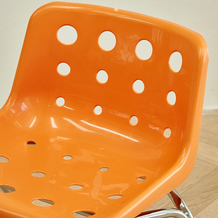 Contemporary Style Armless Chair Plastic Dining Chair with Metal Legs