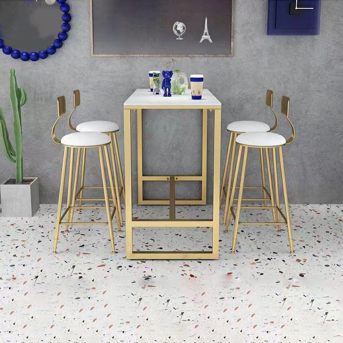 Glam Pub Table Set 1/3/5 Pieces Faux Marble Bar Table with Stools