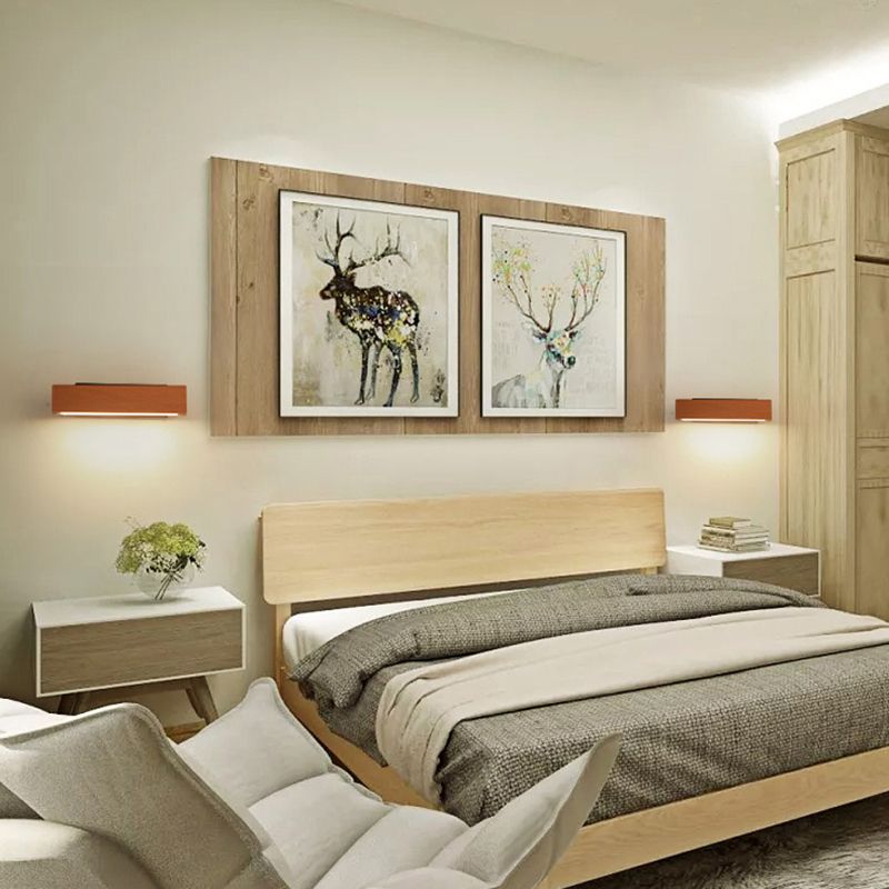 Luz de pared de madera de forma cuadrada estilo moderno 1 luz de montaje de pared ligera
