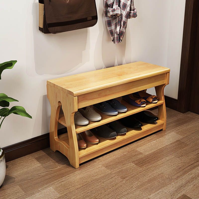 Modern Entryway Bench Wooden Seating Bench with Shoe Storage , 12" Width