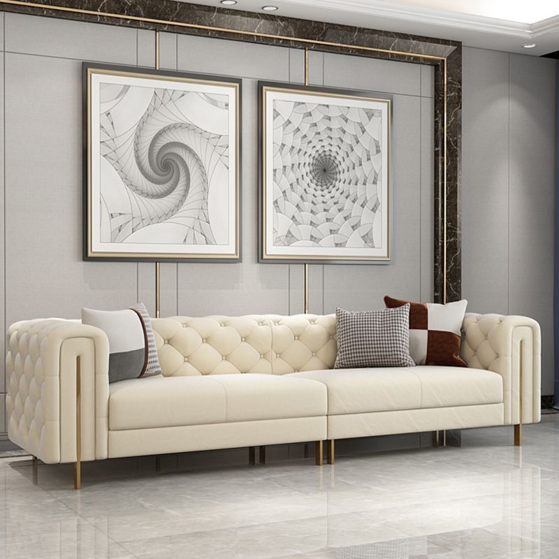 29.53"High Classic Glam Tuxedo Arm Sofa with Tufted Split-Back, Beige