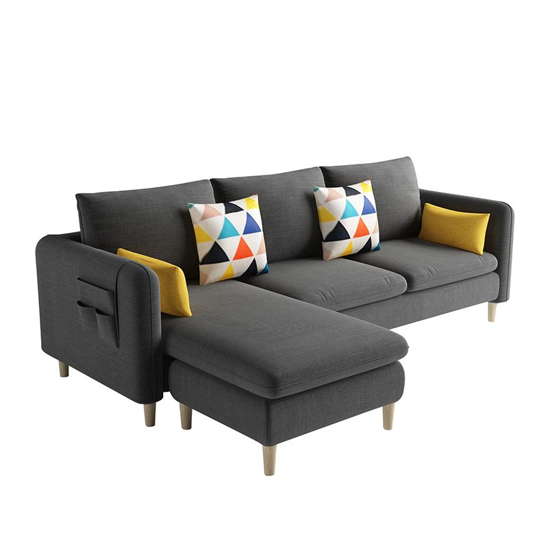 Scandinavian 32.28 " H Cotton Blend Square Arm Sofa & Chaise