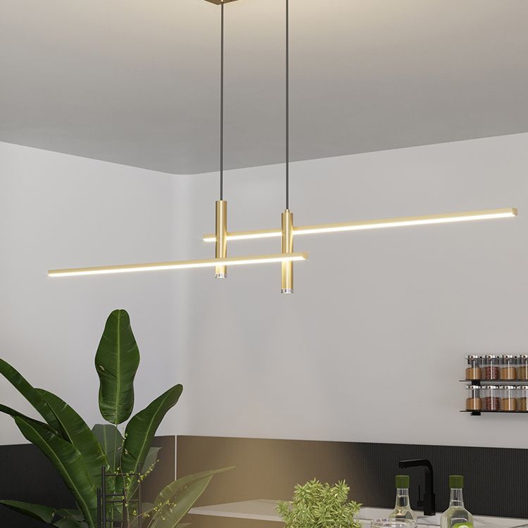 Style linéaire de style moderne Lights Metal 4 Light Island Lighting