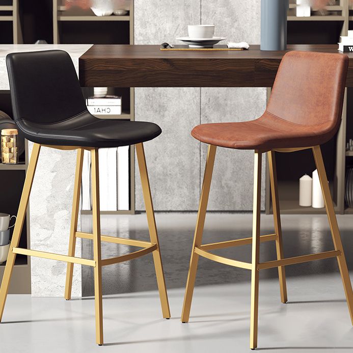 Contemporary Matte Finish PU Leather Barstool Milk Tea Shop Footrest Stool