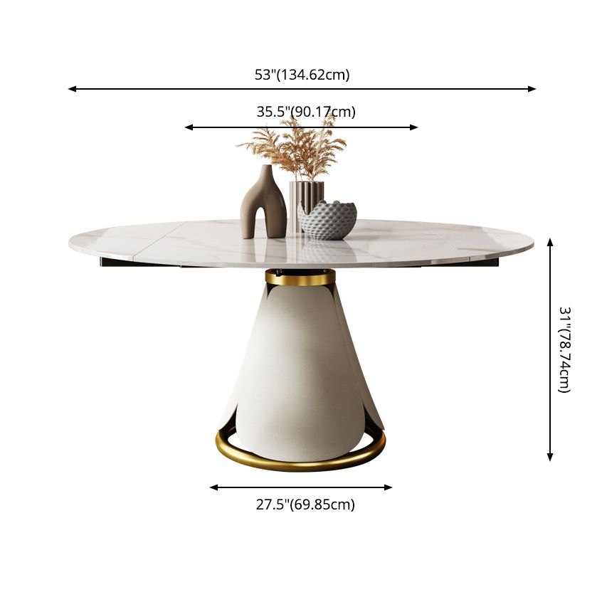 Modern Sintered Stone Dining Room Set with Round Top and White Base Furniture Set