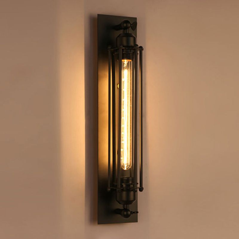 Industrial Black Metallic Lighting Flush Mount Wall Light for Living Room
