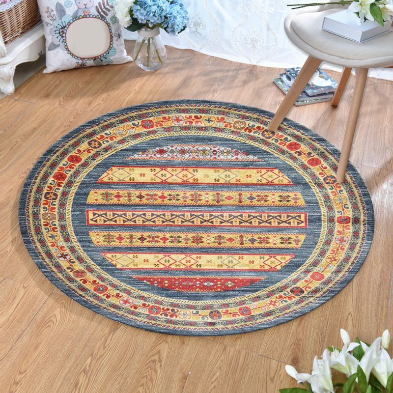 Olden Bohemian Style Rug Multi Color Tribal Pattern Carpet Non-Slip Backing Stain Resistant Washable Rug for Sitting Room