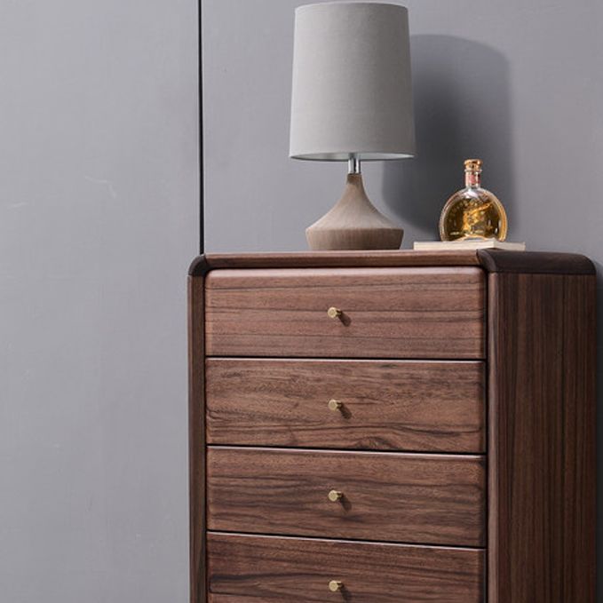 Mid-Century Modern Brown Accent Chest with 5 Drawers and Straight Legs