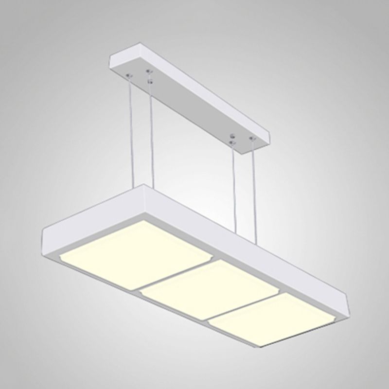 Rectangular Island Lamp Modern Metal 3/4/5 Lights Black/White Office Hanging Light in Warm/White