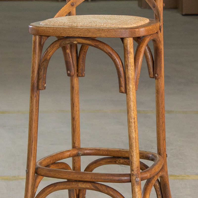 Contemporary Solid Wood Bar Stool Bristol Bar Stool with Wood Seat and Footrest