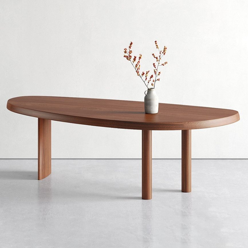 Free Form Solid Wood Dining Table Modern Furniture with Tripod Base in Matte Finish