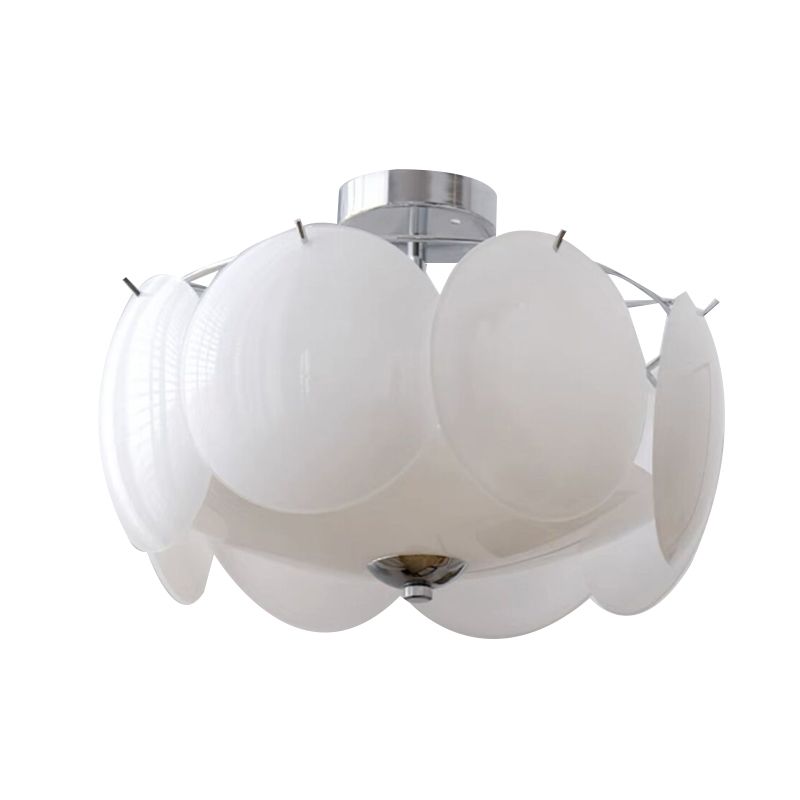Modern Ceiling Lamp White Glass Shade Flush Mount Light Fixture