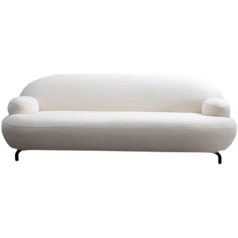 Recessed Arm Sofa Contemporary Wool 29.52-Inch High Sofa in Whit