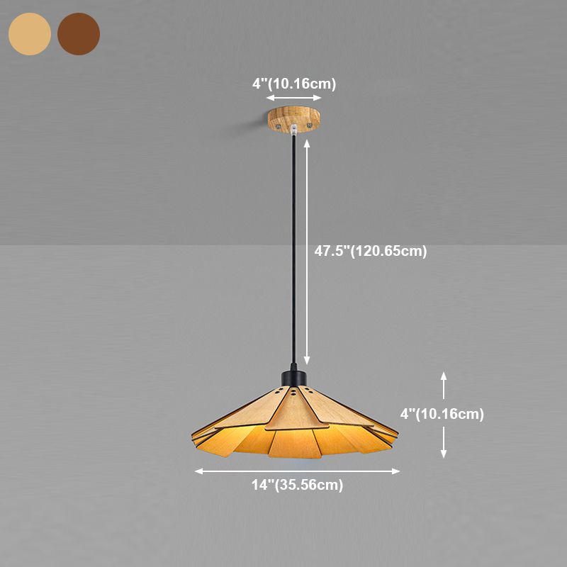 Modern Style Cone Shape Hanging Light Wood 1 Light Hanging Lamp for Living Room