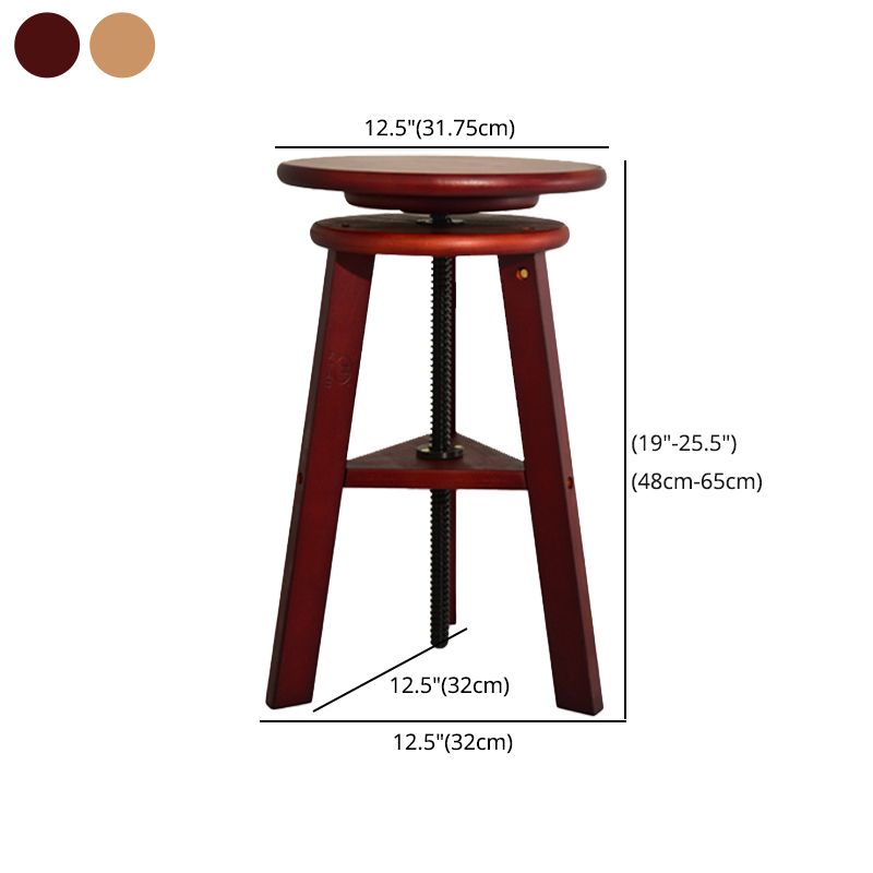 Adjustable Counter Bar Stool Contemporary Armless Wood Bar Stool for Painting Studio