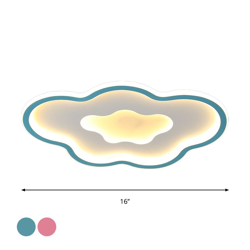 Cloud Kids Bedroom Flush Light Fixture Acrylic LED Cartoon Flush Mount Lighting in Pink/Blue