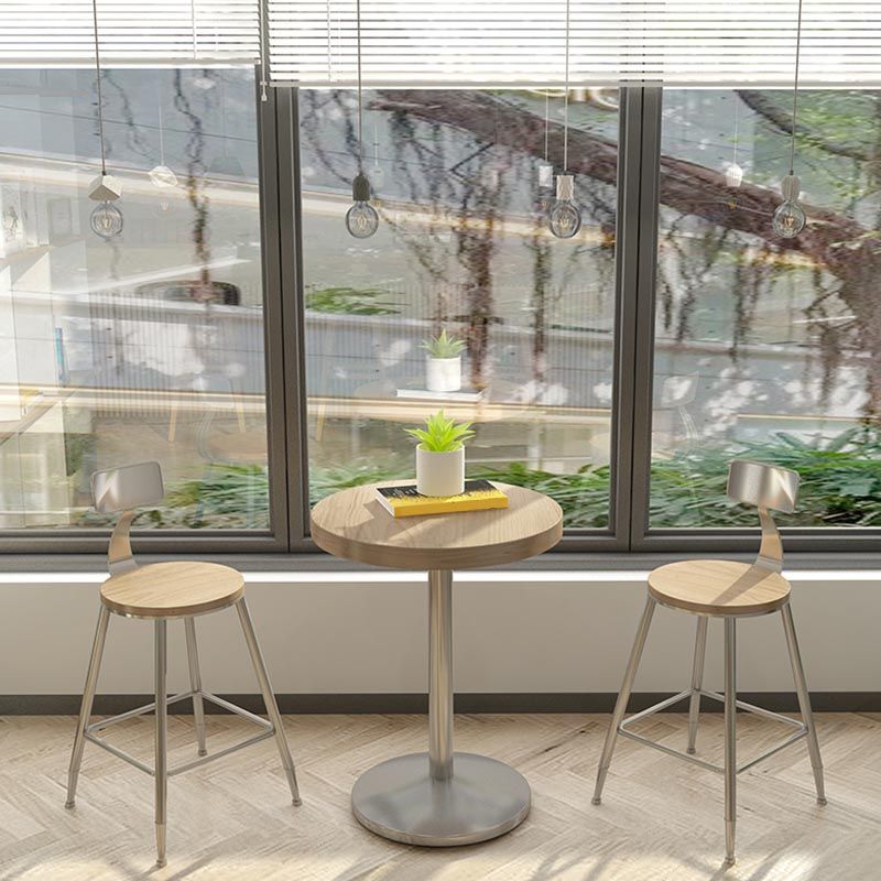 1/2/3/5 Pieces Stools Set Industrial Chrome Metal Pub Table Set for Small Places