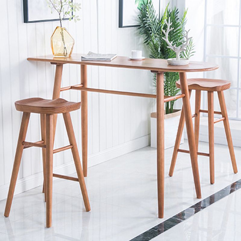 Industrial Armless Bar Stools Solid Wood Dining Stool with Footrest