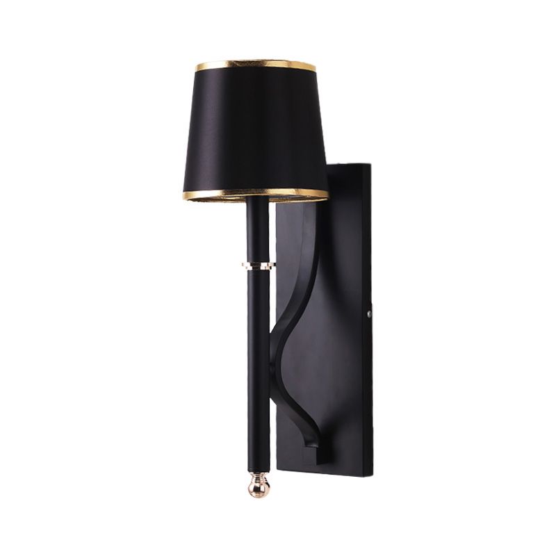 16"/18.5" W Cone Wall Mount Lighting Minimalism Metallic 1 Light Black/Flaxen Wall Sconce Light for Bedroom
