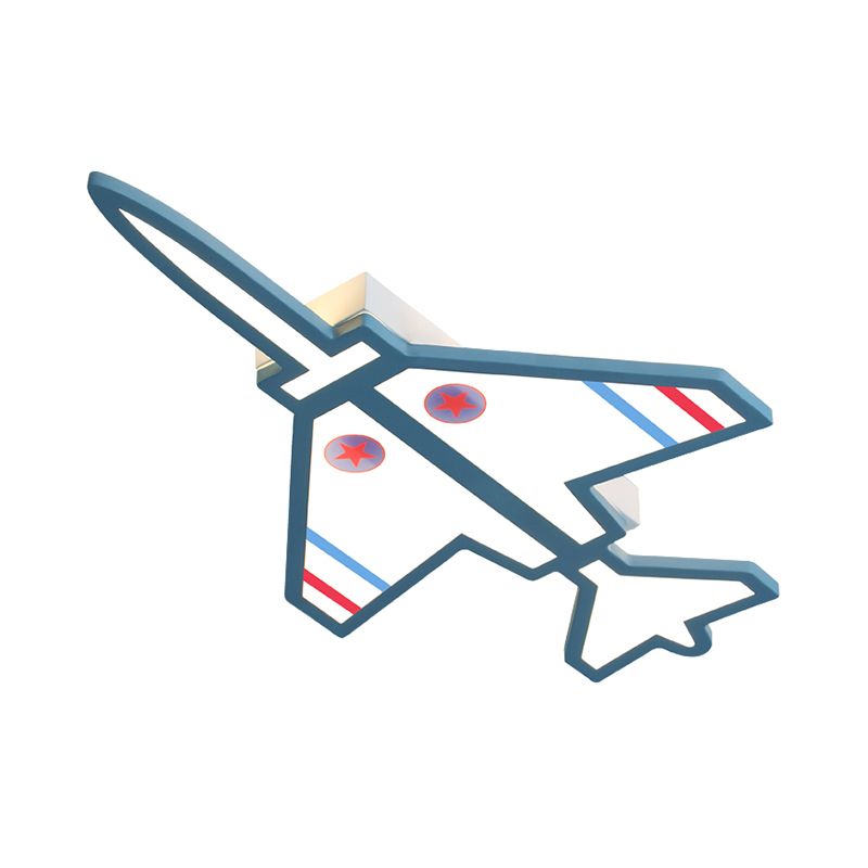 White/Blue Finish Airplane Shape Flush Lighting Cartoon LED Acrylic Flush Mounted Lamp Fixture for Kids Bedroom