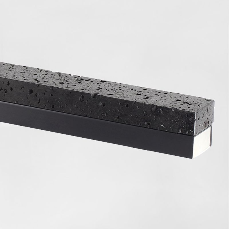 1-Light Island Lighting Postmodern Style Linear Shape Metal Chandelier Lamp in Black